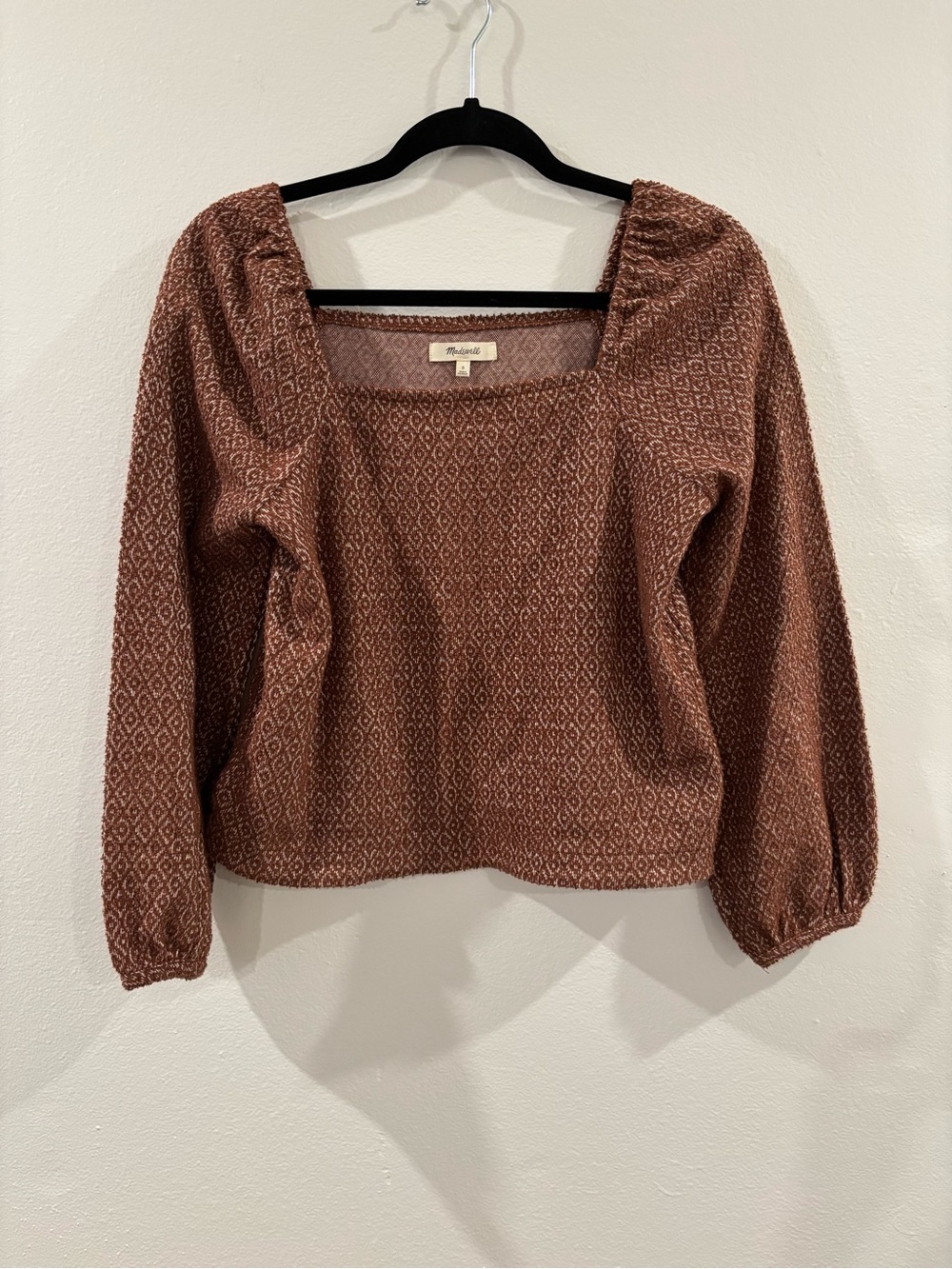 Madewell Brown Square-Neck Long Sleeve Knit Top - Picture 2 of 10